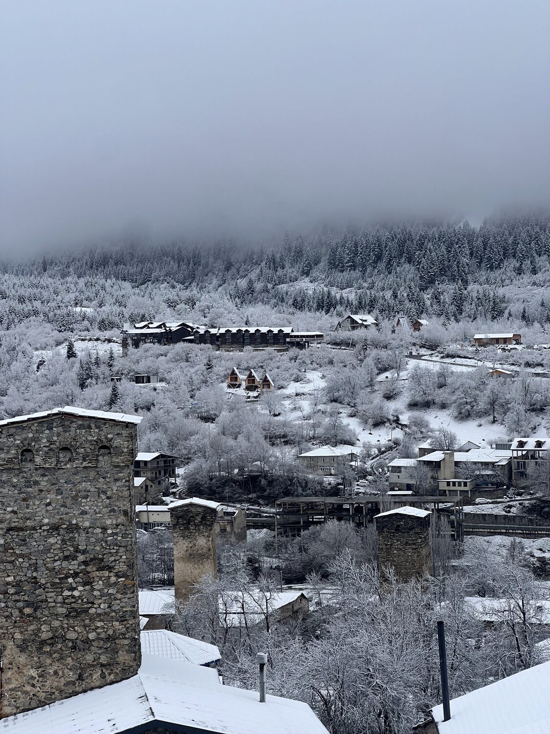 Village panorama in snow